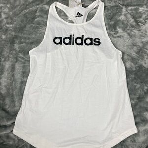 Adidas White Sleeveless Top with Black Logo